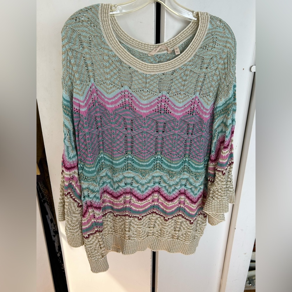 Multicolor Chevron Metallic Knit Sweater